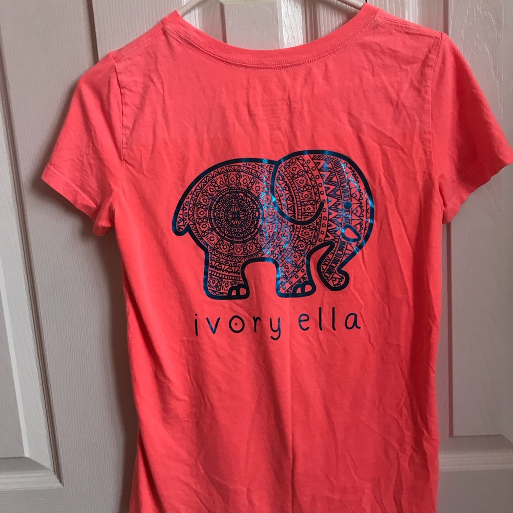Ivory Ella coral Aztec blue foil tee